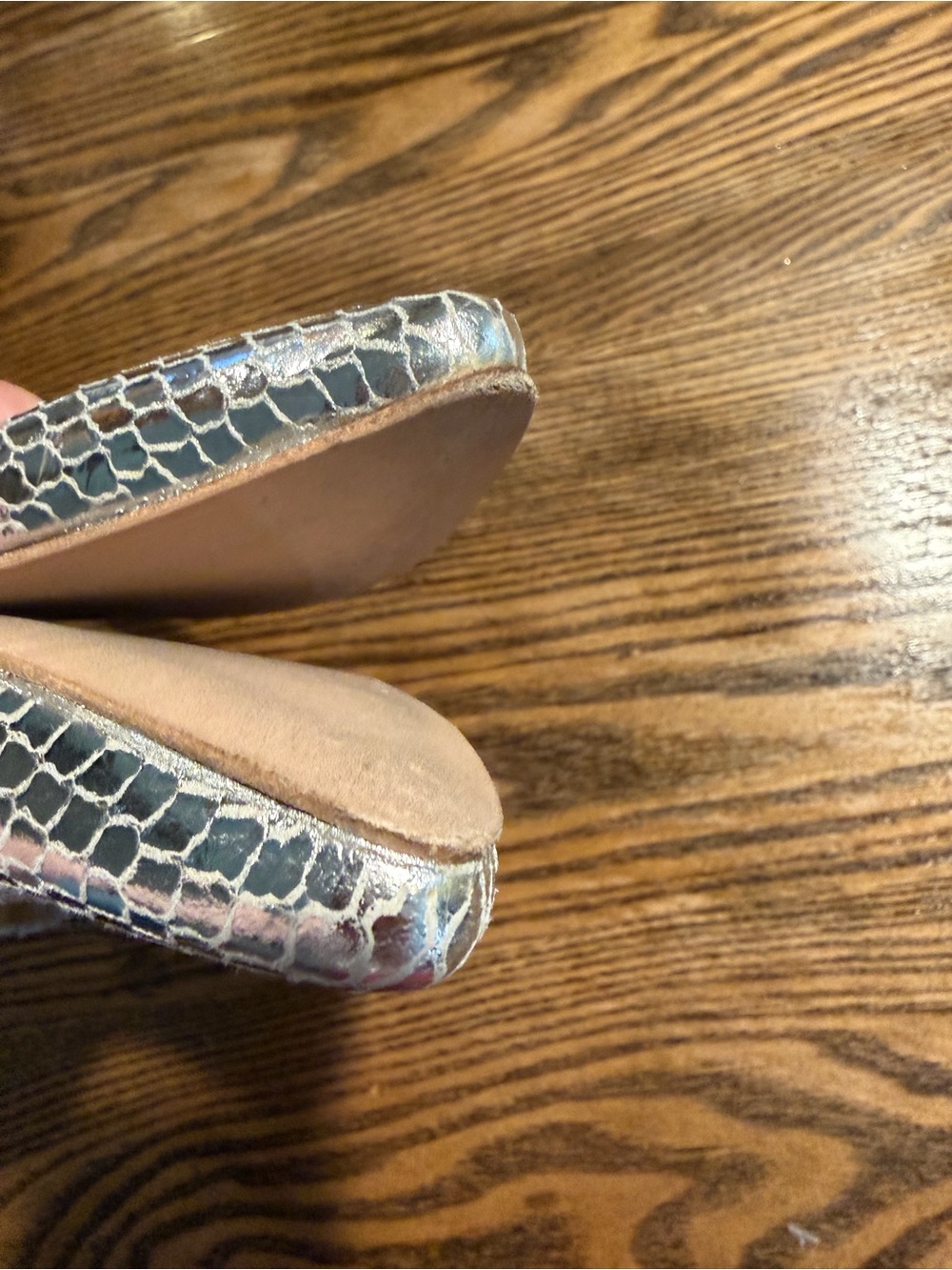 Stuart Weitzman Silver Snake-Print Pointed Slingback Flats - Picture 5 of 7